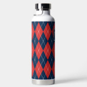 Handgesticktes Argyle - Rot Weiß & Navy Monogramm Trinkflasche (Rechts)