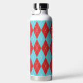 Handgesticktes Argyle - Rotes & Türkises Monogramm Trinkflasche (Rechts)