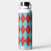 Handgesticktes Argyle - Rotes & Türkises Monogramm Trinkflasche (Rückseite)