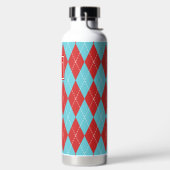 Handgesticktes Argyle - Rotes & Türkises Monogramm Trinkflasche (links)