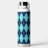 Handgesticktes Argyle - Türkis & Marine Monogramm Trinkflasche (Rückseite)