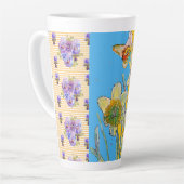 Handgestrichen Blau Gelb Daffodil Blüte Latte Tass Milchtasse (Linke Ecke)