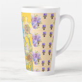 Handgestrichen Blau Gelb Daffodil Blüte Latte Tass Milchtasse (Rechts)