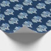 Handgestrichene Blau- und Weiße Ingwerge Geschenkpapier (Ecke)