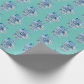 Handgestrichene Blau- und Weiße Ingwerge Geschenkpapier (Ecke)