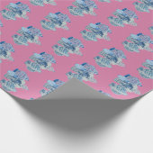 Handgestrichene Blau- und Weiße Ingwerge Geschenkpapier (Ecke)