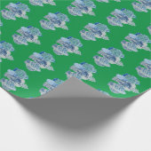 Handgestrichene Blau- und Weiße Ingwerge Geschenkpapier (Ecke)