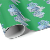 Handgestrichene Blau- und Weiße Ingwerge Geschenkpapier (Rolleneckpunkt)