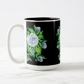 Handgestrichene blaue Rose Kaffeemaschine Tasse (Links)