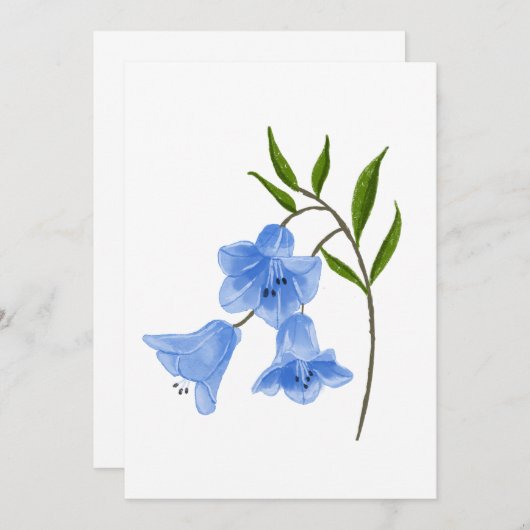 Handgestrichene Bluebell-Blume Einladung (Vorne/Hinten)