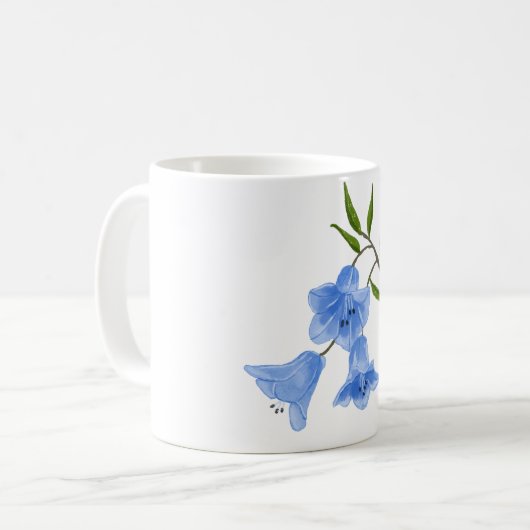 Handgestrichene Bluebell-Blume Kaffeetasse (Vorderseite Links)