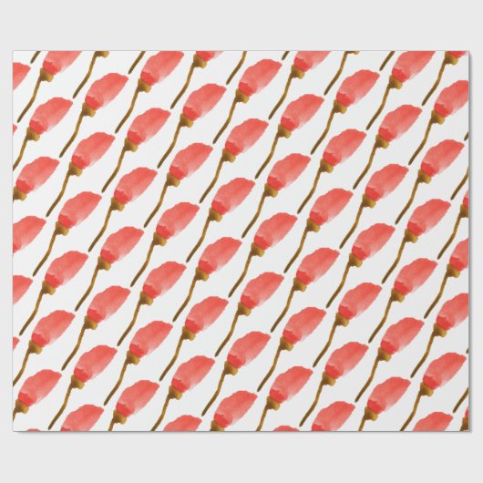 Handgestrichene Blume, rot Geschenkpapier (Flach)