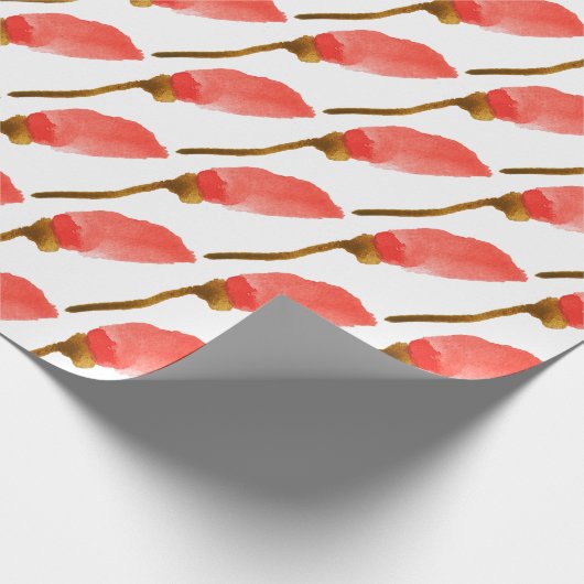 Handgestrichene Blume, rot Geschenkpapier (Ecke)