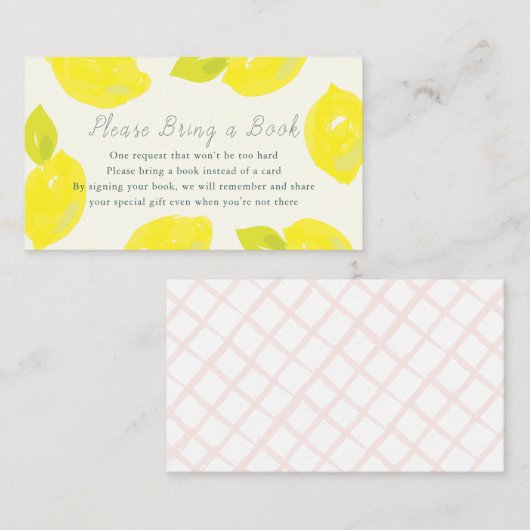 Handgestrichene Limonenpinke Bitte ein Buch mitbri Begleitkarte (Vorne/Hinten)