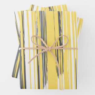 Handgestrichene Linien - gelb Geschenkpapier Set