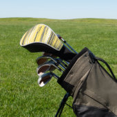 Handgestrichene Linien - gelb Golf Headcover (In SItu)