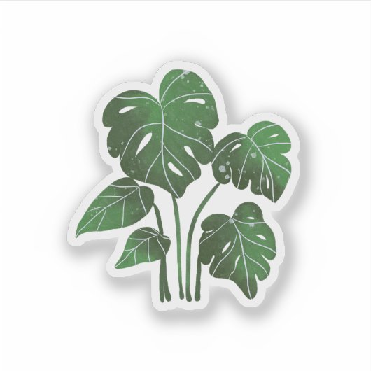 Handgestrichene Monstera-Blätter Aufkleber (Vorderseite)
