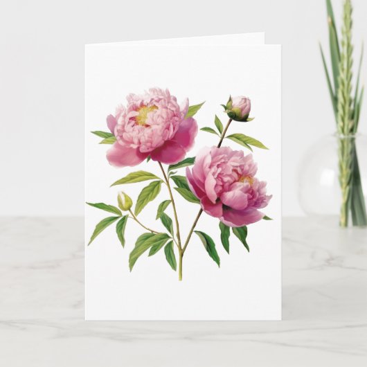 Handgestrichene rosafarbene Peonies (Leere) Karte (Vorderseite)