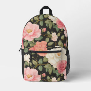 Handgestrichene Rose im Mitternachtsrot Bedruckter Rucksack