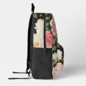 Handgestrichene Rose im Mitternachtsrot Bedruckter Rucksack (Links)