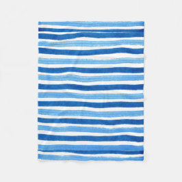 Handgestrichene Streifen in Blau und Weiß Fleecedecke
