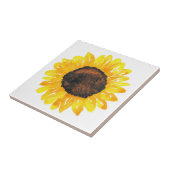Handgestrichene Wasserfarben Sonnenblume 2 Fliese (Seite)