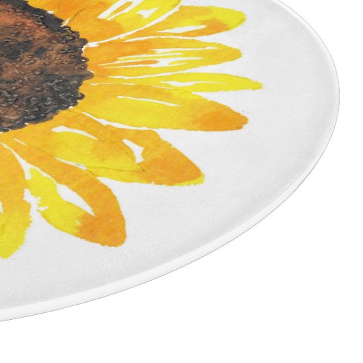 Handgestrichene Wasserfarben Sonnenblume 2 Schneidebrett (Ecke)