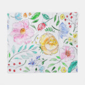Handgestrichene Wasserfarbenfrühlingsblumen Fleecedecke (Vorderseite (Horizontal))