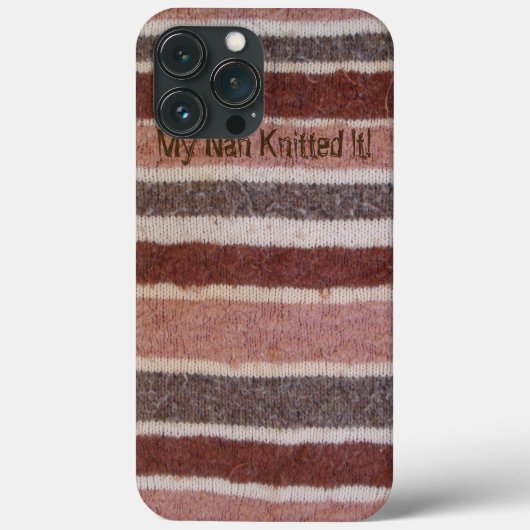 handgestrickte braune und schräggestrickte Stripie Case-Mate iPhone Hülle (Rückseite)