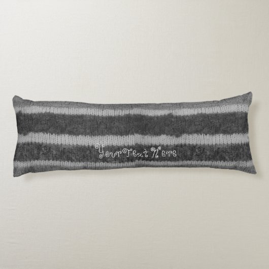 handgestrickte schwarz-weiße Streifen Seitenschläferkissen (Rückseite)