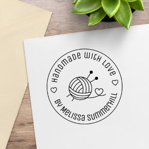 Handgestrickter Wollknäuel mit Liebe gefertigt 2 Gummistempel