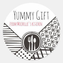 Handgetragene Mischmuster-Utensilien Koch Catering Runder Aufkleber