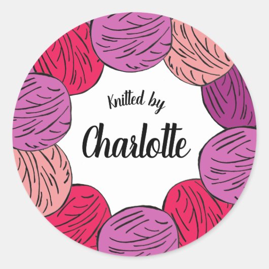 Handgewirkte Wollkugeln Runder Aufkleber (Vorderseite)