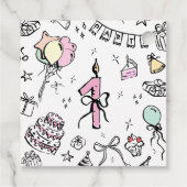 Handgezeichnet 1. Geburtstag Geschenkanhänger (Rückseite)