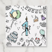 Handgezeichnet 1. Geburtstag Geschenkanhänger (Rückseite)