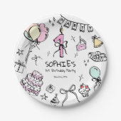 Handgezeichnet 1. Geburtstag Pappteller (Vorderseite)