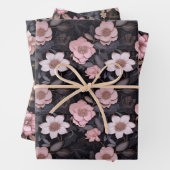 HandGezeichnet 3D-Blume-Muster in Rosa und Gold Geschenkpapier Set (Beispiel)