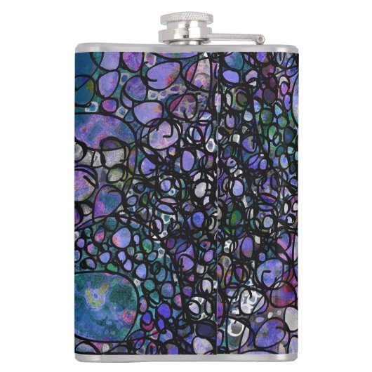 HandGezeichnet Abstrakte Kreise, blau, Lila, schwa Flachmann (Rückseite)