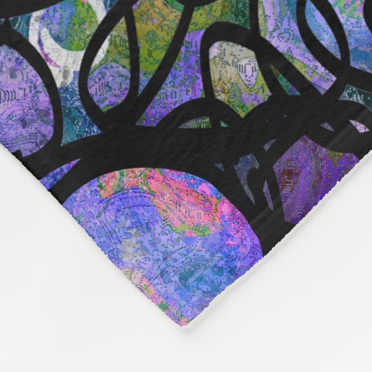HandGezeichnet Abstrakte Kreise, blau, Lila, schwa Fleecedecke (Ecke)
