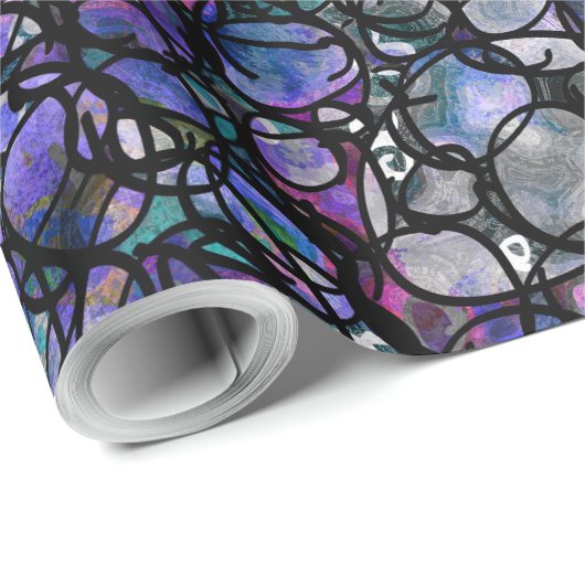 HandGezeichnet Abstrakte Kreise, blau, Lila, schwa Geschenkpapier (Rolleneckpunkt)