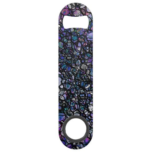 HandGezeichnet Abstrakte Kreise, blau, Lila, schwa Speedflaschenöffner (Rückseite)