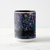 HandGezeichnet Abstrakte Kreise, blau, Lila, schwa Zweifarbige Tasse (Mittel)