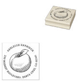 Handgezeichnet Apfel | Round Name & Rücksendeadres Gummistempel (Stempel)