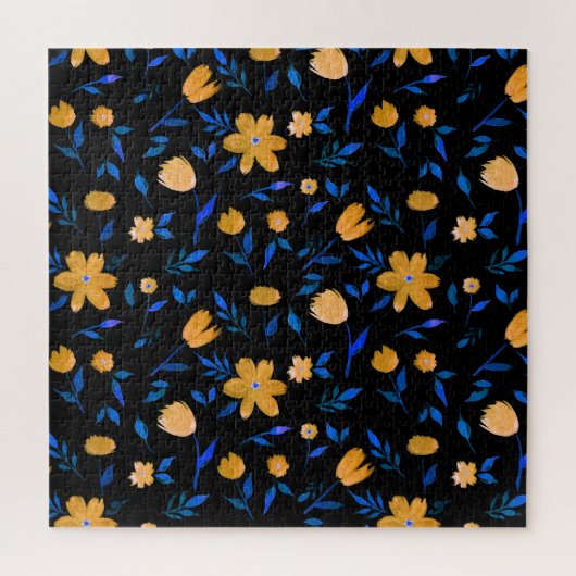 Handgezeichnet Aquarellmuster und Blume und Blätte Puzzle (Vertikal)