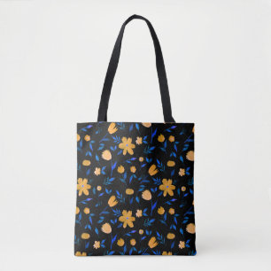 Handgezeichnet Aquarellmuster und Blume und Blätte Tasche