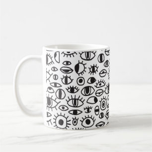 HandGezeichnet Augen: Doodle Nahtloser Hintergrund Kaffeetasse