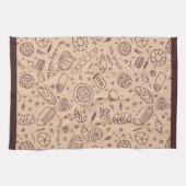 Handgezeichnet Bäckerei Muster Challah Thema Geschirrtuch (Horizontal)