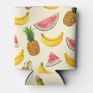 Handgezeichnet Bananen, Wassermelonen: Sommermuste Dosenkühler