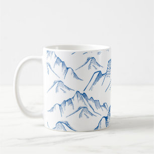HandGezeichnet Berglandschaftsmuster. Kaffeetasse