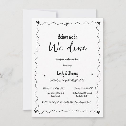 Handgezeichnet, bevor wir essen Probe Abendessen Ankündigung (Vorderseite)